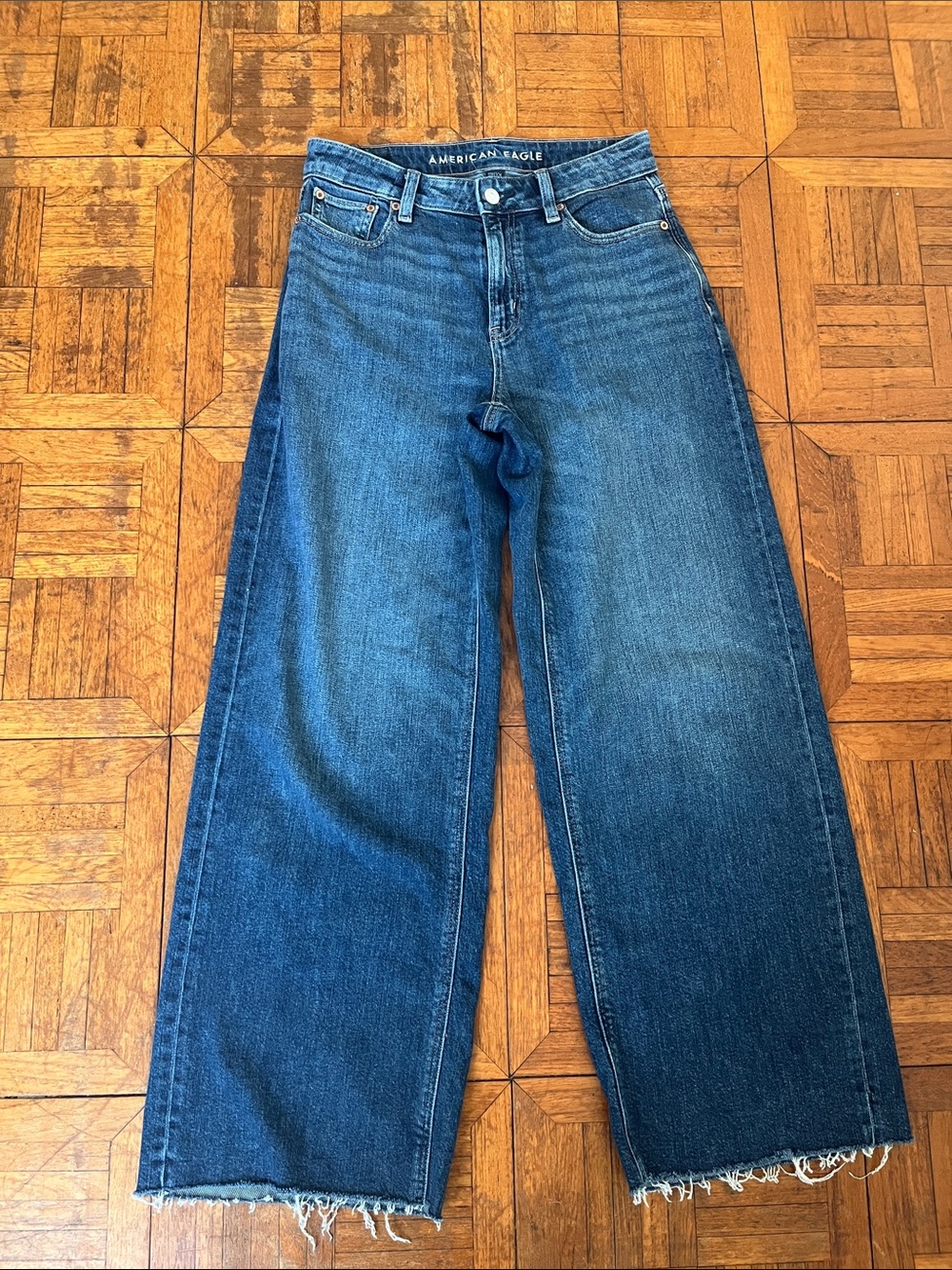 American Eagle Outfitters Dark Blue Relaxed Wide-Leg Jeans